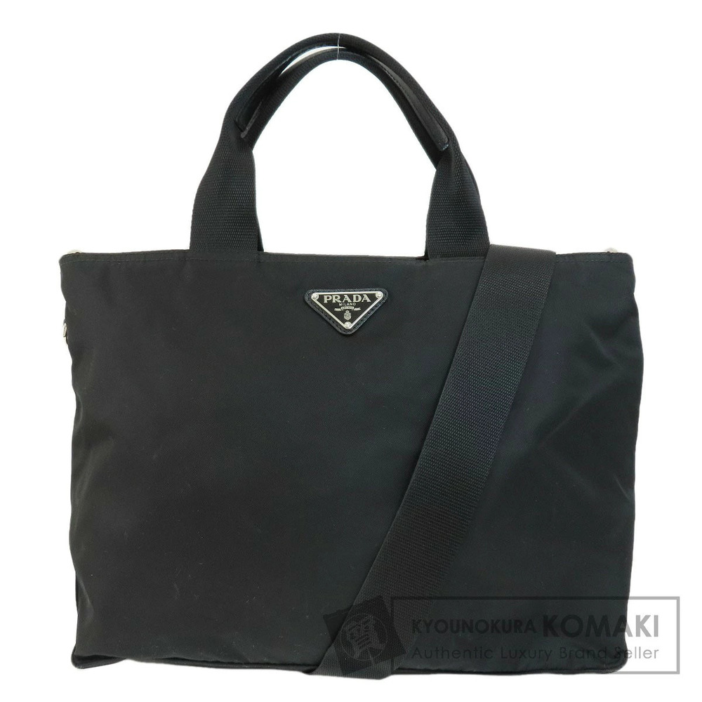 Prada Tessuto Tote iconic enamel triangle logo Black